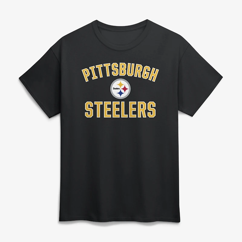 T-shirt homme Pittsburgh Steelers noir en coton avec logo et arche de la victoire