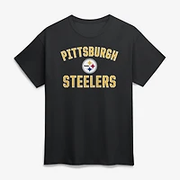 T-shirt homme Pittsburgh Steelers noir en coton avec logo et arche de la victoire