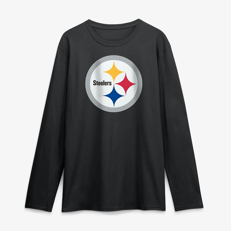 Men's Logo Athletic Black Pittsburgh Steelers Primary Long Sleeve T-Shirt