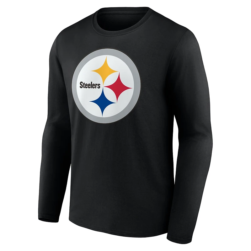 Men's Logo Athletic Black Pittsburgh Steelers Primary Long Sleeve T-Shirt