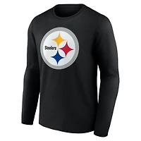 Men's Logo Athletic Black Pittsburgh Steelers Primary Long Sleeve T-Shirt