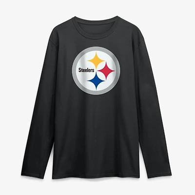 Men's Logo Athletic Black Pittsburgh Steelers Primary Long Sleeve T-Shirt