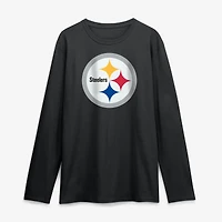 Men's Logo Athletic Black Pittsburgh Steelers Primary Long Sleeve T-Shirt