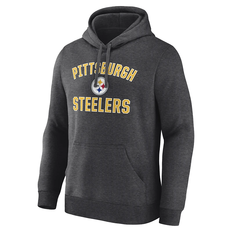 Men's Logo Athletic Heather Charcoal Pittsburgh Steelers Arch Victory Hoodie