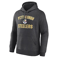 Men's Logo Athletic Heather Charcoal Pittsburgh Steelers Arch Victory Hoodie