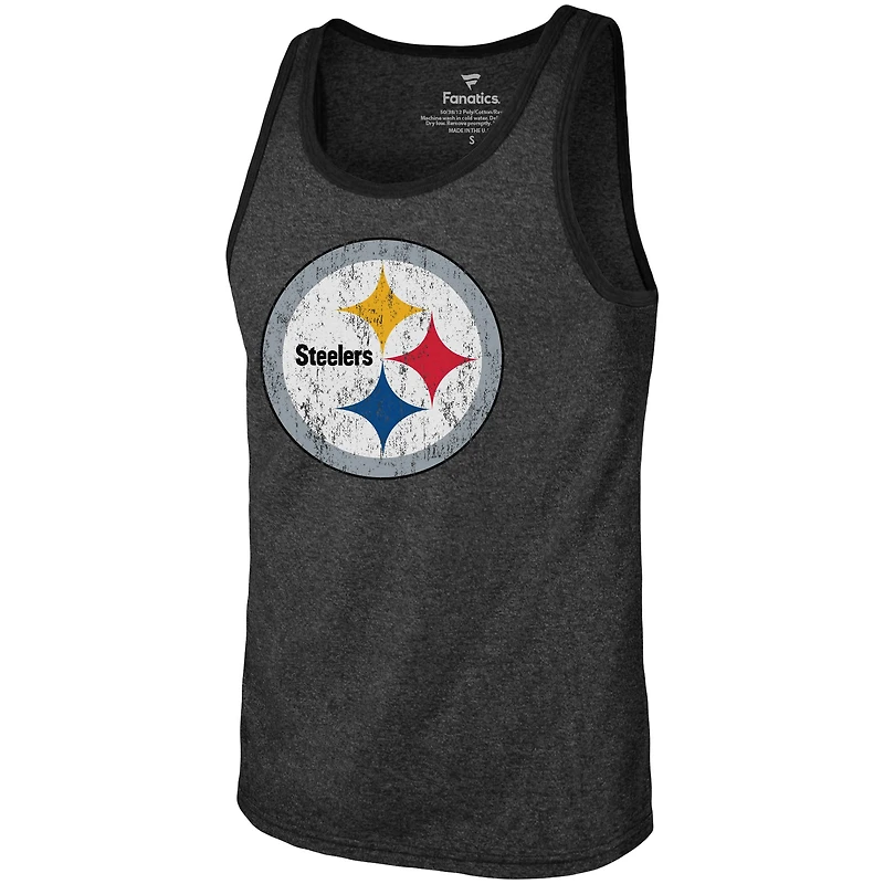 Majestic Threads pour hommes T.J. Débardeur à trois mélanges Watt Black Pittsburgh Steelers Nom et numéro