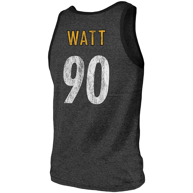 Majestic Threads pour hommes T.J. Débardeur à trois mélanges Watt Black Pittsburgh Steelers Nom et numéro