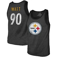 Majestic Threads pour hommes T.J. Débardeur à trois mélanges Watt Black Pittsburgh Steelers Nom et numéro