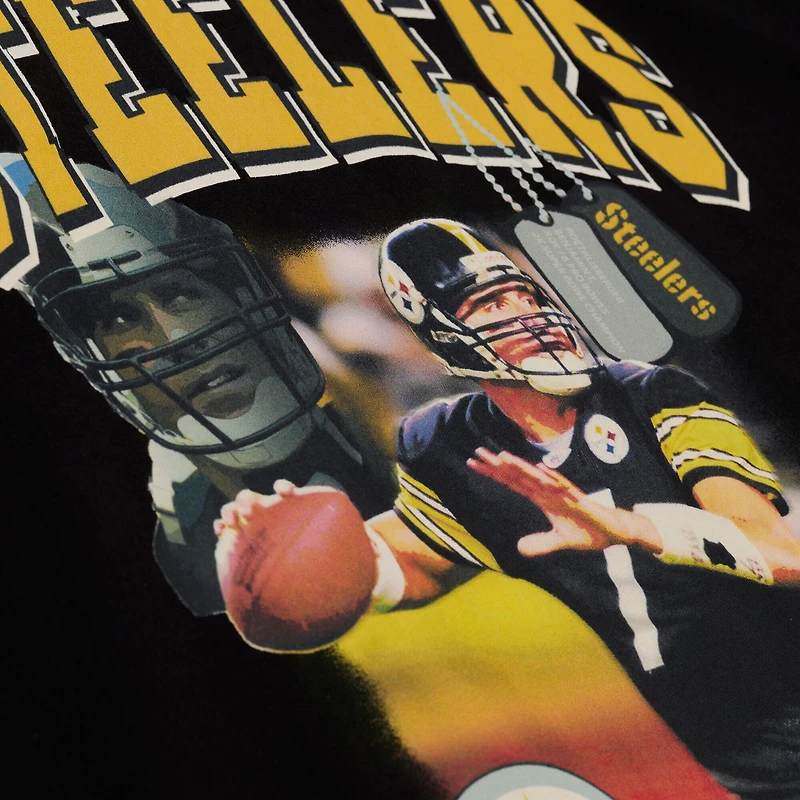 Men's Mitchell & Ness Ben Roethlisberger Black Pittsburgh Steelers Photo Reel T-Shirt