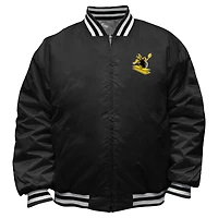 Men's Mitchell & Ness Black/Silver Pittsburgh Steelers Big Tall Throwback Reversible Full-Zip Jacket