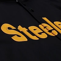 Veste coupe-vent à capuche Mitchell & Ness noire Pittsburgh Steelers Coaches pour homme, fermeture boutons-pression.