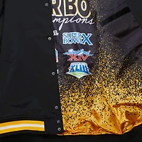 Veste zippée complète en satin noir Double Down des Pittsburgh Steelers pour homme