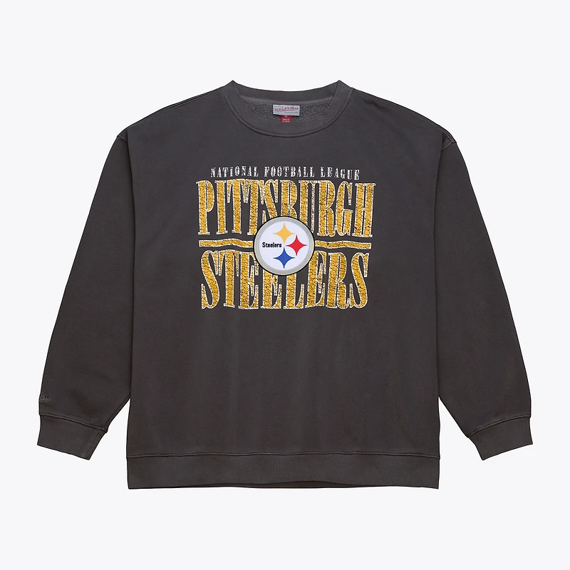 Men's Mitchell & Ness Black Pittsburgh Steelers Downtown Collection Fleece Sweatshirt