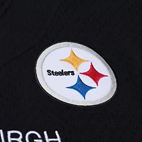 Maillot de mode Mitchell & Ness noir pour homme, modèle Pittsburgh Steelers Head Coach, en maille et à boutons.
