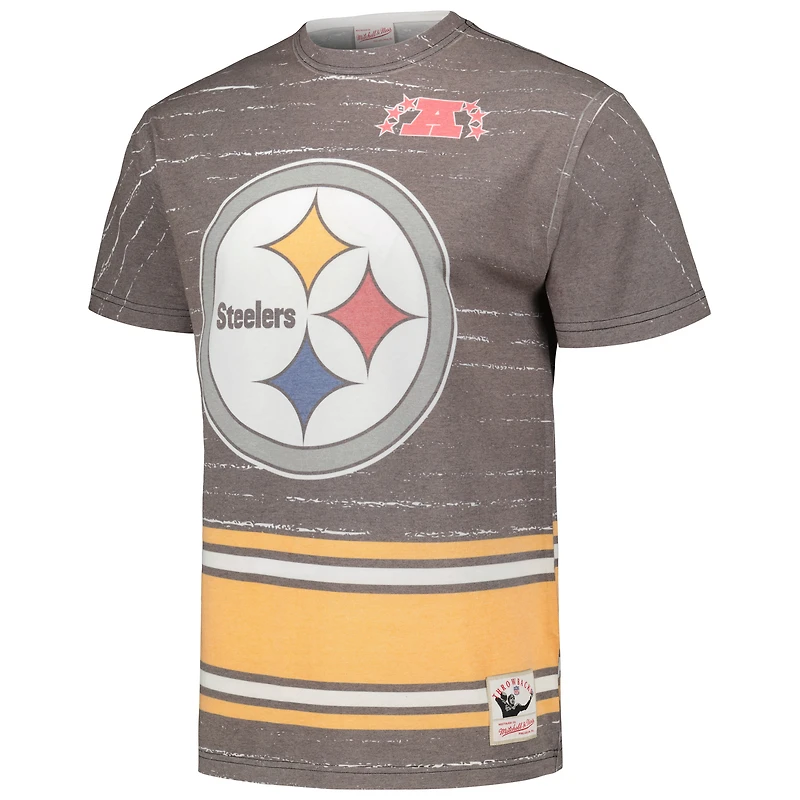 T-shirt noir Pittsburgh Steelers Jumbotron 3.0 Mitchell & Ness pour homme