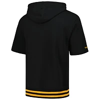 Men's Mitchell & Ness Black Pittsburgh Steelers Pre-Game Short Sleeve Pullover Hoodie
