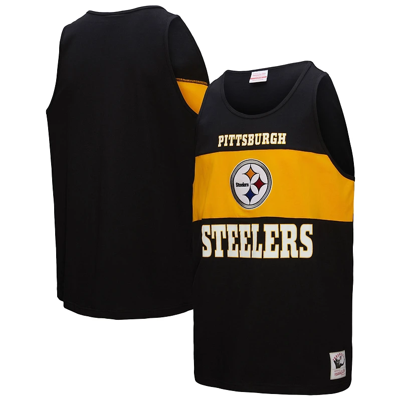 Men's Mitchell & Ness Black Pittsburgh Steelers Retro Colorblock Tank Top