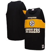 Men's Mitchell & Ness Black Pittsburgh Steelers Retro Colorblock Tank Top