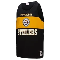 Men's Mitchell & Ness Black Pittsburgh Steelers Retro Colorblock Tank Top