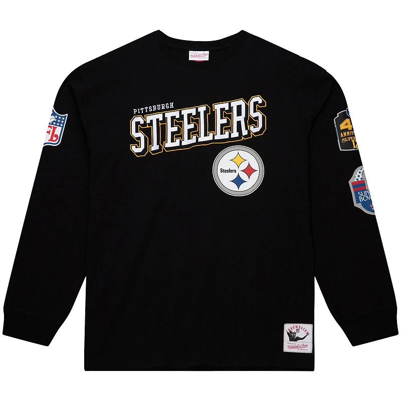 T-shirt à manches longues noir Mitchell & Ness pour homme