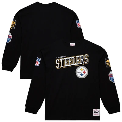 T-shirt à manches longues noir Mitchell & Ness pour homme, logo vintage du camp d'entraînement des Pittsburgh Steelers