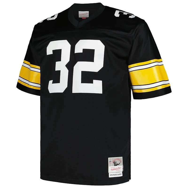 Maillot de joueur retraité Mitchell & Ness Franco Harris noir Pittsburgh Steelers Big Tall 1976 Legacy pour hommes