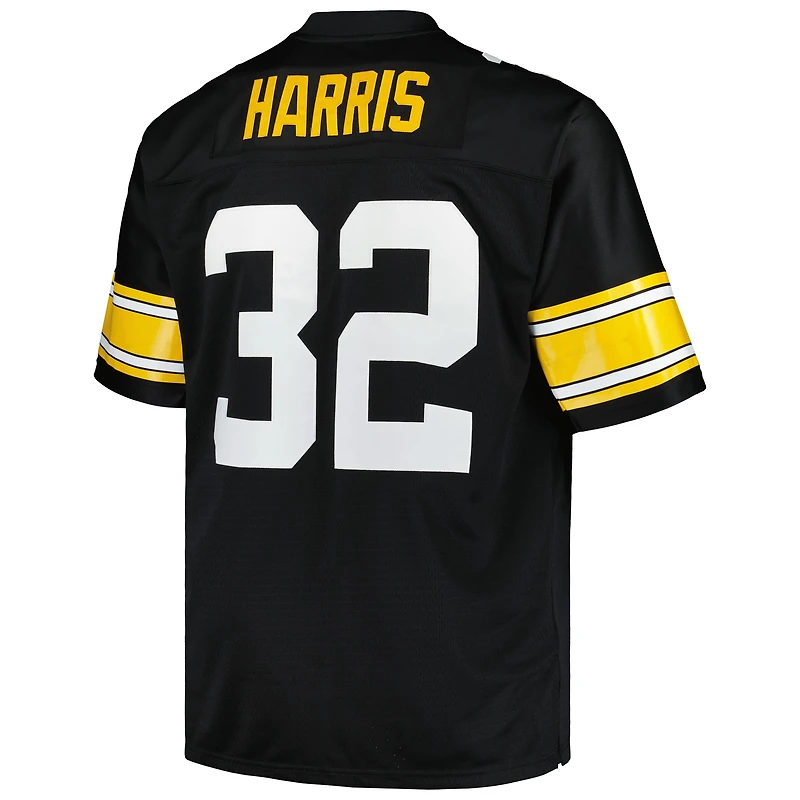 Maillot de joueur retraité Mitchell & Ness Franco Harris noir Pittsburgh Steelers Big Tall 1976 Legacy pour hommes