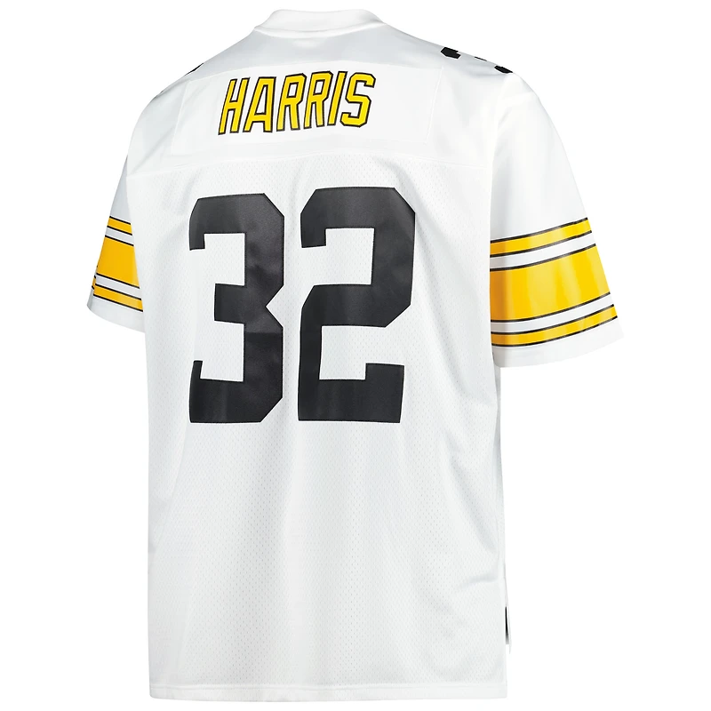 Mitchell & Ness Franco Harris blanc Pittsburgh Steelers Big Tall 1976 réplique de joueur retraité maillot pour hommes
