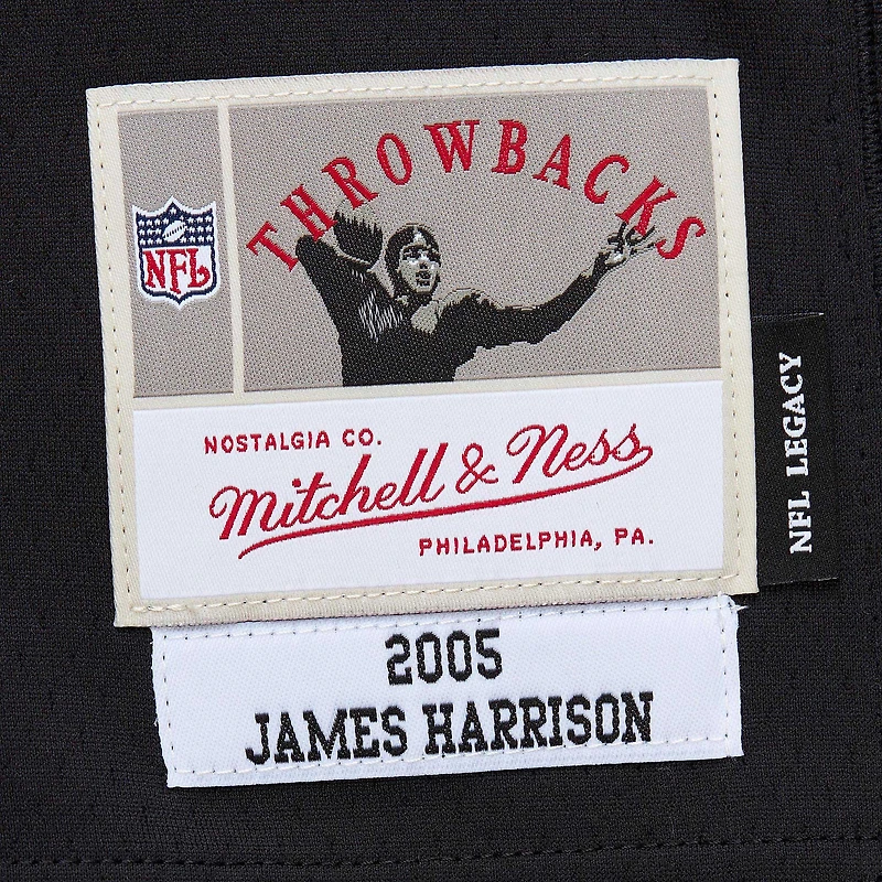 Maillot réplique Mitchell & Ness James Harrison noir Pittsburgh Steelers Legacy pour hommes