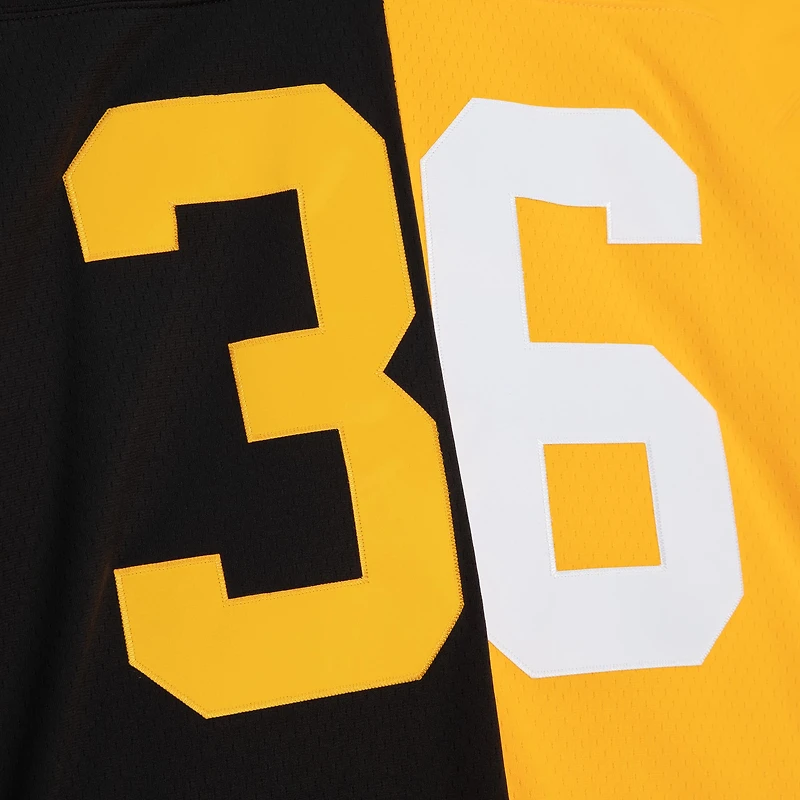Maillot Mitchell & Ness Jerome Bettis pour hommes, noir/or, réplique des Steelers de Pittsburgh 1996 Split Legacy Replica