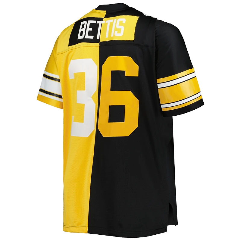 Maillot de réplique joueur retraité Mitchell & Ness Jerome Bettis pour hommes, noir/or, Pittsburgh Steelers Big Tall Split Legacy
