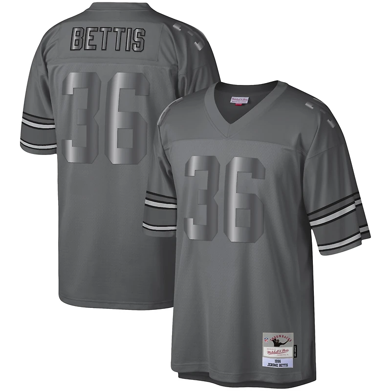 Maillot Mitchell & Ness Jerome Bettis Charcoal Pittsburgh Steelers 1996 pour homme, joueur retraité Metal Legacy