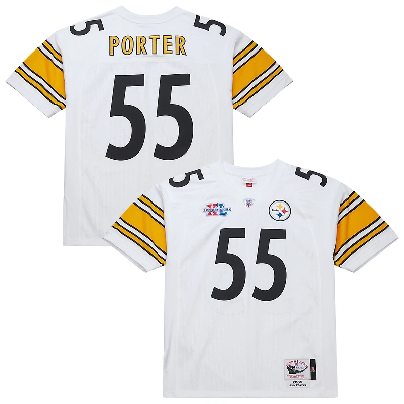Men's Mitchell & Ness Joey Porter White Pittsburgh Steelers 2005 Authentic Throwback Retired Player Jersey