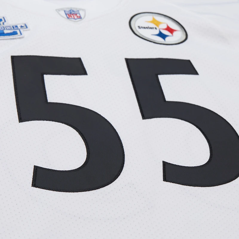Maillot authentique Mitchell & Ness Joey Porter blanc des Pittsburgh Steelers de 2005, joueur retraité