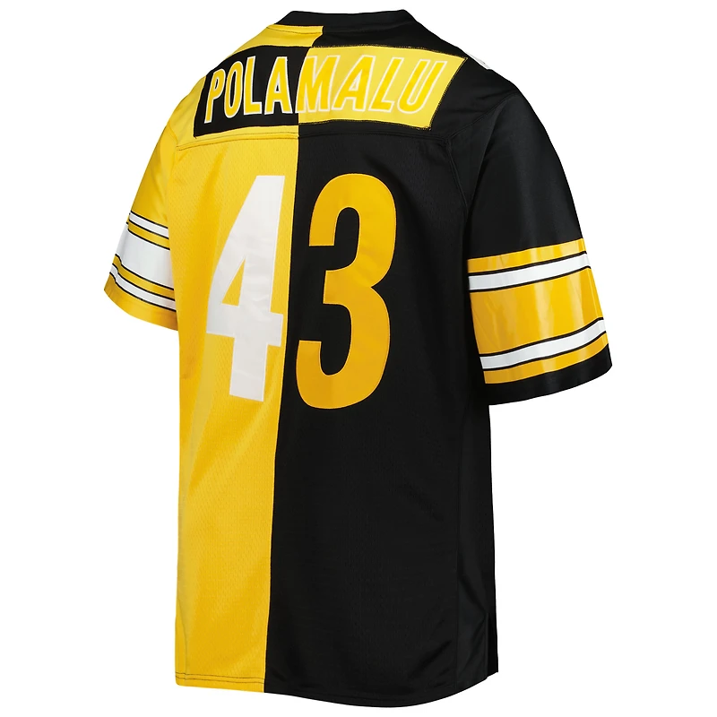 Maillot de réplique joueur retraité Mitchell & Ness Troy Polamalu pour hommes, noir/or, Pittsburgh Steelers Big Tall Split Legacy