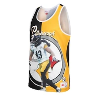 Débardeur Mitchell & Ness pour homme, noir et or, motif Troy Polamalu, joueur retraité des Steelers de Pittsburgh