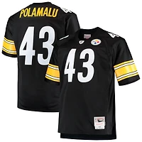 Maillot réplique Mitchell & Ness Troy Polamalu noir Pittsburgh Steelers, grandes tailles, 2005, joueur retraité.