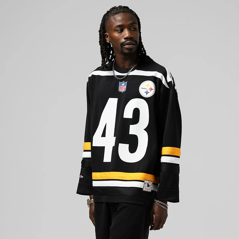Men's Mitchell & Ness Troy Polamalu Black Pittsburgh Steelers Maxxed Out Fashion Hockey Jersey
