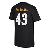 Men's Mitchell & Ness Troy Polamalu Black Pittsburgh Steelers Retired Player Name Number T-Shirt