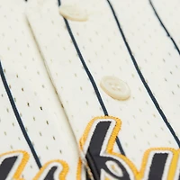Maillot de baseball Mitchell & Ness Troy Polamalu crème Pittsburgh Steelers pour homme, en maille, à boutons, avec nom et numéro.