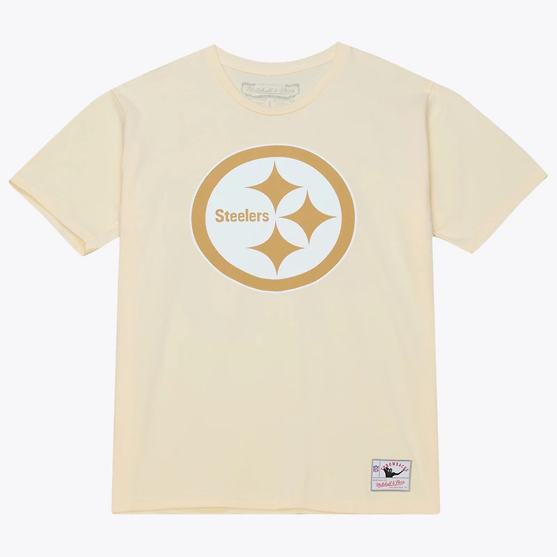 T-shirt Mitchell & Ness Troy Polamalu crème Pittsburgh Steelers Sandman avec nom et numéro pour homme