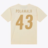 T-shirt Mitchell & Ness Troy Polamalu crème Pittsburgh Steelers Sandman avec nom et numéro pour homme