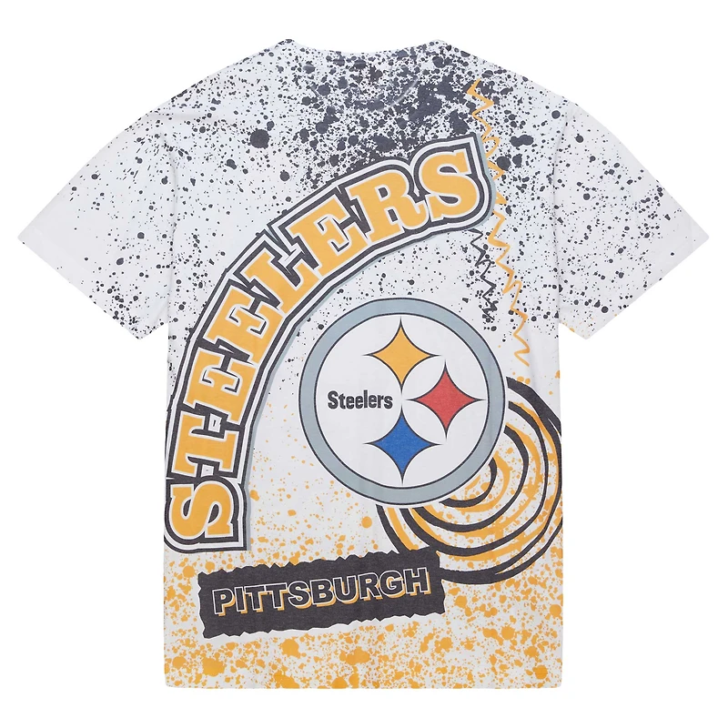 T-shirt blanc sublimé Pittsburgh Steelers Team Burst Mitchell & Ness pour homme
