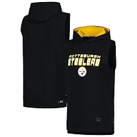 Men's MSX by Michael Strahan Black Pittsburgh Steelers Captain Sleeveless Hoodie T-Shirt