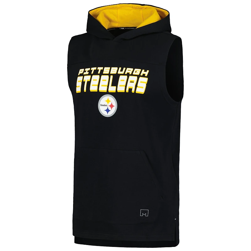 Men's MSX by Michael Strahan Black Pittsburgh Steelers Captain Sleeveless Hoodie T-Shirt
