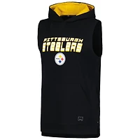 Men's MSX by Michael Strahan Black Pittsburgh Steelers Captain Sleeveless Hoodie T-Shirt