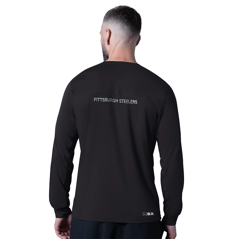 T-shirt à manches longues noir MSX par Michael Strahan pour homme, attaquant des Pittsburgh Steelers