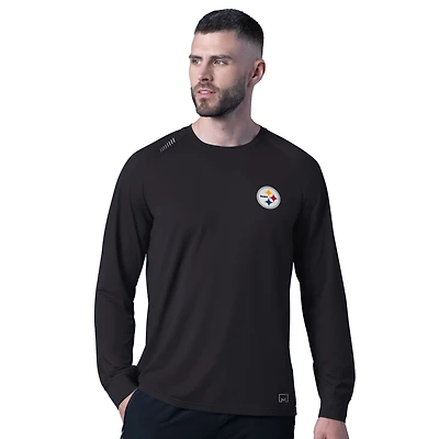 Men's MSX by Michael Strahan Black Pittsburgh Steelers Forward Long-Sleeve T-Shirt