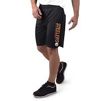 Short en maille noire MSX by Michael Strahan pour homme des Steelers de Pittsburgh