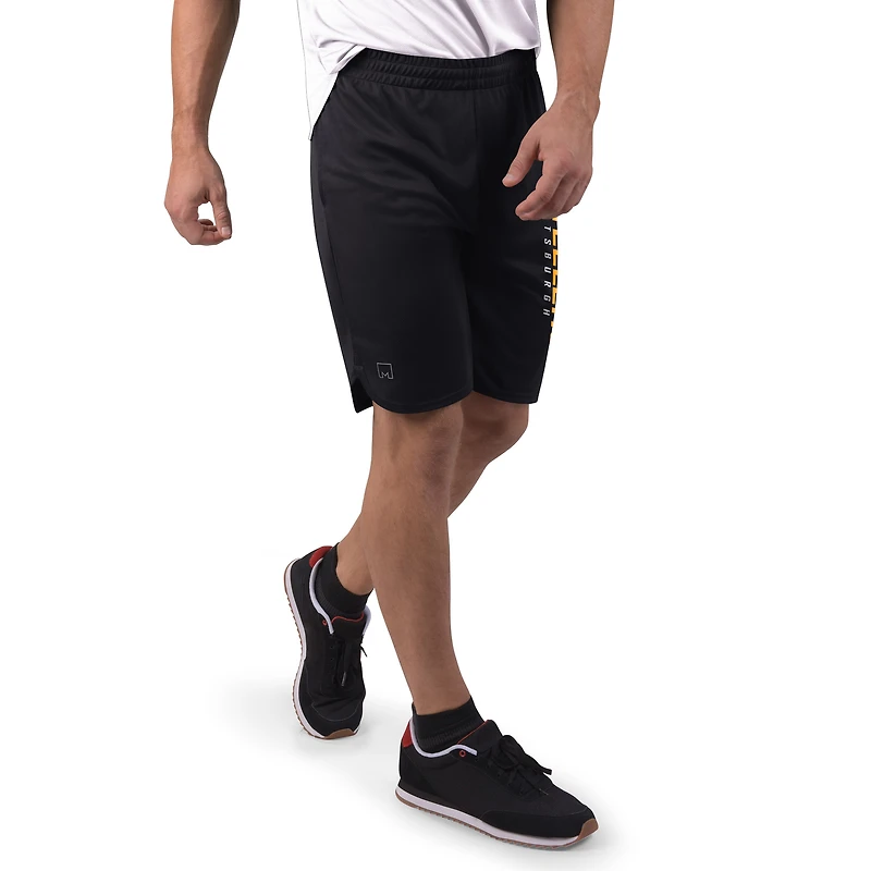 Short en maille noire MSX by Michael Strahan pour homme des Steelers de Pittsburgh